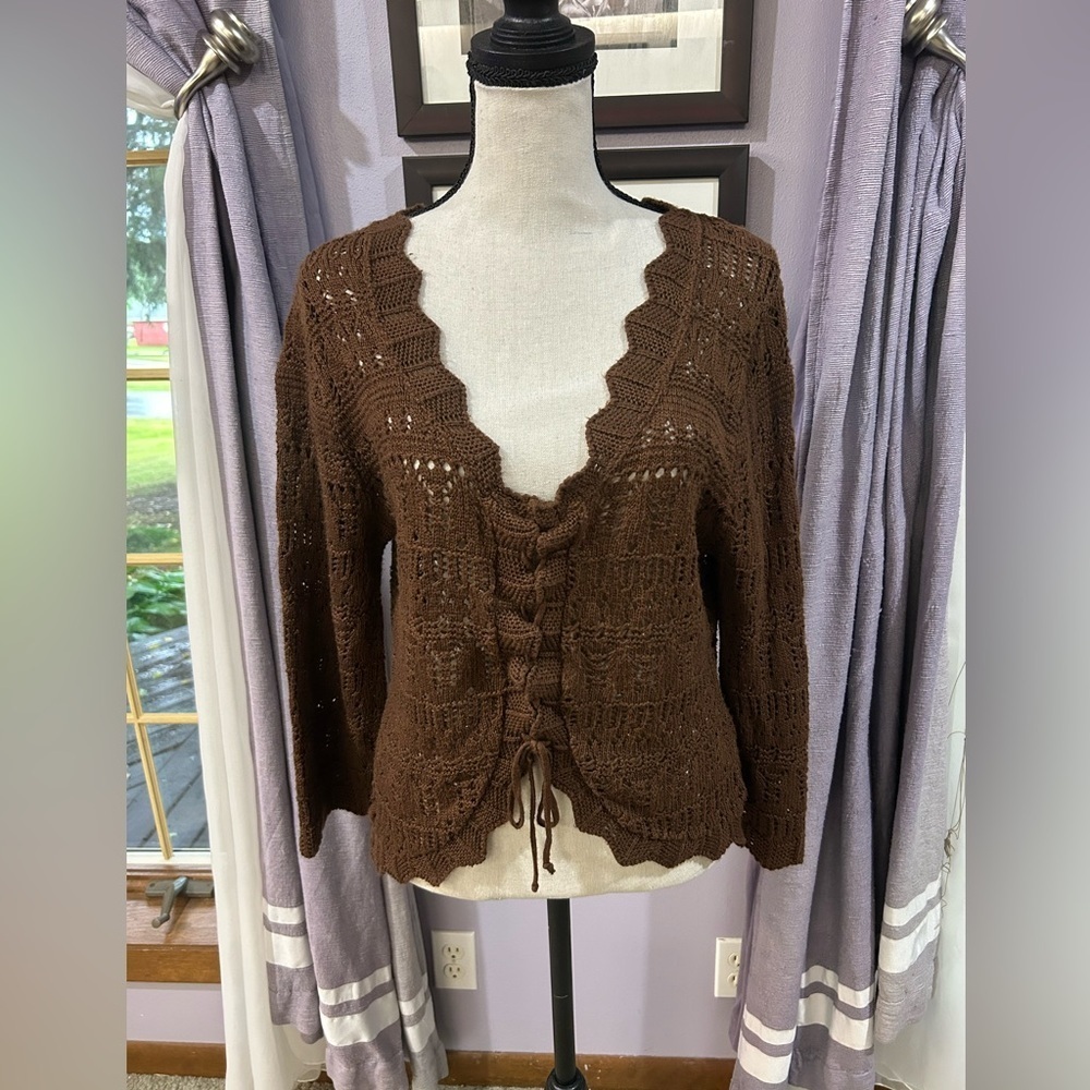 Vintage White Stag Crochet Sweater
